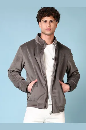 V-Mart Men Mock Collar Solid Cotton Casual Bomber Jacket
