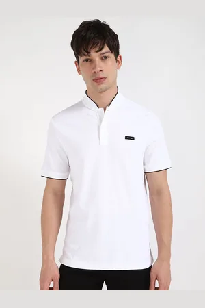 Calvin Klein Men Solid Mandarin Collar Cotton T-shirt