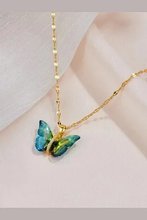 DIVASTRI Gold-Plated Stainless Steel Anti-Tarnish Butterfly locket Pendant With Chain