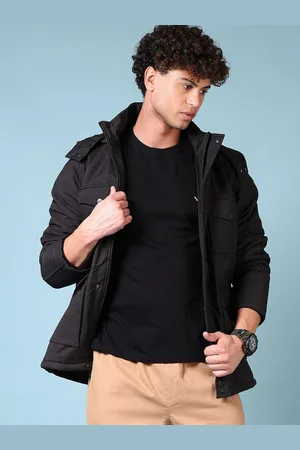 V-Mart Men Hooded Solid Cotton Casual Tailored Jacket