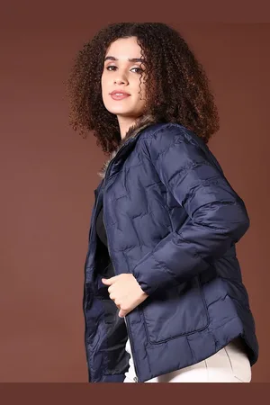 V-Mart Women Mock Collar Solid Cotton Casual Parka Jacket