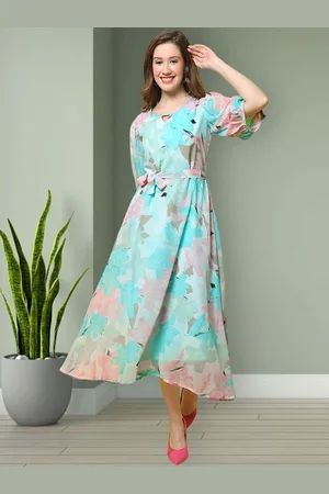 Mast & Harbour Women Floral Print Puff Sleeve Fit & Flare Dress