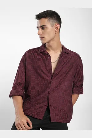 Beyoung Men Cuban Collar Textured Casual Shirt