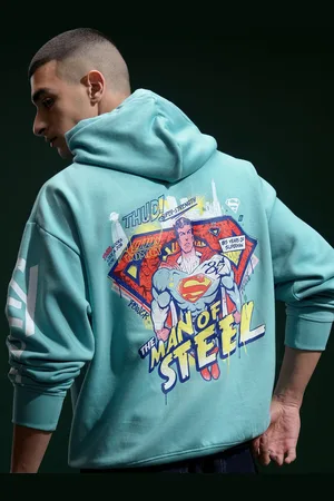 Highlander Warner Bros Super Man Men Drop Shoulder Oversized Hoodie Sweatshirt