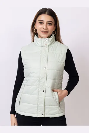 Club York Women Mock Collar Solid Casual Lightweight Gilet Jacket