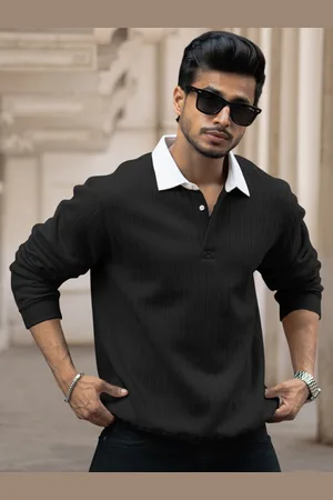 Powerlook Men Solid Polo Collar Cotton T-shirt