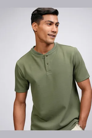 Highlander Men Henley Collar Knitted Textured Relaxed Fit T-Shirt