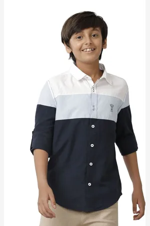 UNDER FOURTEEN ONLY Boys Spread Collar Colourblocked Cotton Casual Shirt