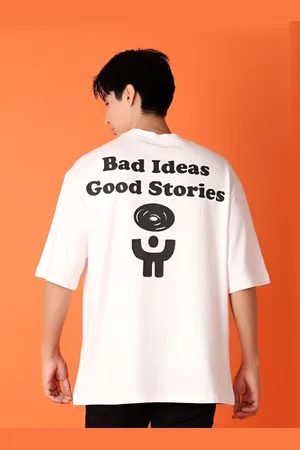 V-Mart Men Typography Printed Round Neck Cotton Oversized T-shirt