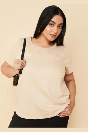 Max Collection Women Plus Size Solid Round Neck Cotton T-shirt