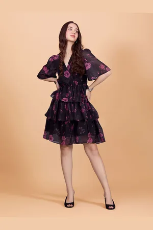 DressBerry Women Floral Print Georgette Above-Knee Dress