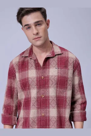 The Indian Garage Co Men Relaxed Fit Spread Collar Checked Cotton Casual Shirt