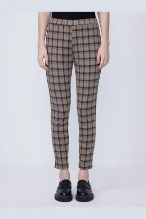 COVER STORY Women Checked Regular Fit Mid-Rise Regular Trousers
