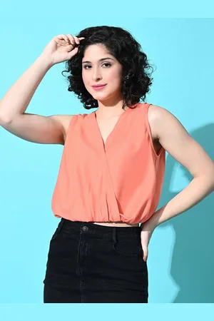 DressBerry Women V-Neck Sleeveless Wrap Crop Top