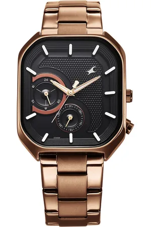 Fastrack Men Brass Dial & Stainless Steel Bracelet Style Straps Analogue Watch 3321QM02