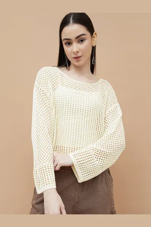 Lifestyle Women Self Design Round Neck Cotton Casual Top With Camisole