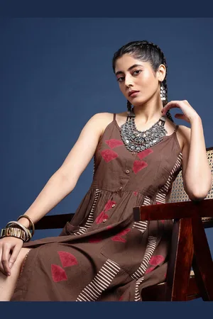 Taavi Block Print Legacy Geometric Printed Pure Cotton Ethnic Dress