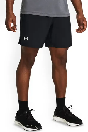 Under Armour Men UA Launch Unlined Brand Logo Printed Mid-Rise Regular Fit Shorts