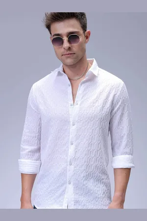 The Indian Garage Co Men Regular Fit Textured Jacquard Resortwear Shirt