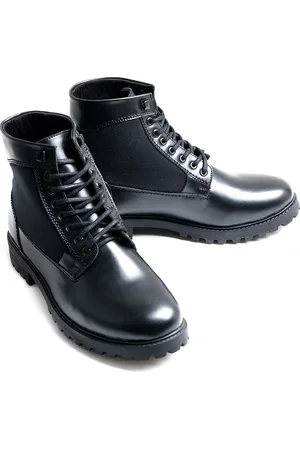 MONKSTORY Mens Black Combat Boots