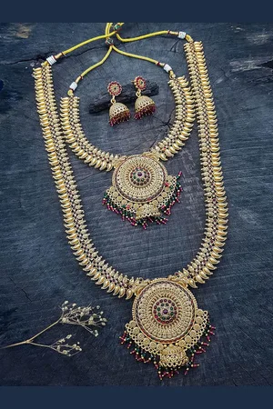 GRIIHAM Gold-Plated Cubic Zirconia Dulhan Bridal Jewellery Set