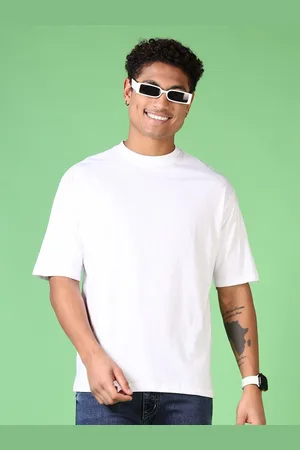 V-Mart Men Solid Round Neck Cotton Oversized T-shirt