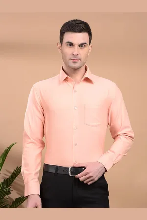 Canary London Men Smart Fit Spread Collar Solid Cotton Formal Shirt