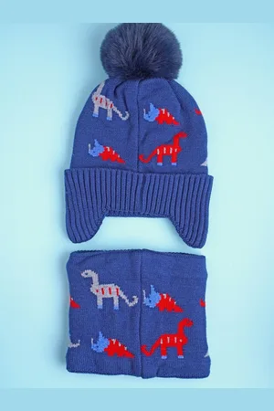 Little Surprise Box LLP Kids 2 pcs Themed Beanie Cap With Matching Neck Cuff Style Muffler