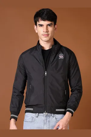 V-Mart Men Mock Collar Solid Cotton Casual Bomber Jacket