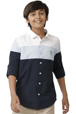 UNDER FOURTEEN ONLY Boys Spread Collar Colourblocked Cotton Casual Shirt