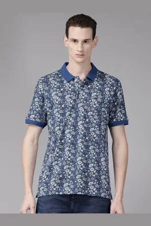 ColorPlus Floral Print Polo Collar Pure Cotton T-shirt