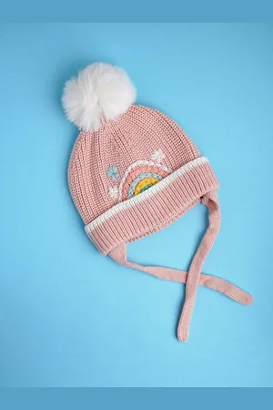 Little Surprise Box LLP Embroidered Rainbow Knitted Woolen Winter Cap/ Beanie For Kids.