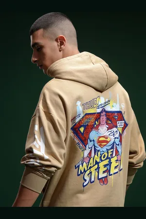 Highlander Warner Bros Super Man Men Drop Shoulder Oversized Hoodie Sweatshirt