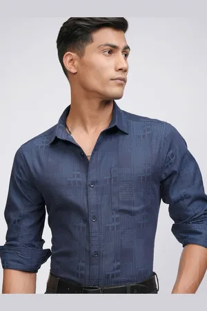 LocoMotive Premium Men Jacquard Textured Occasion Shirt
