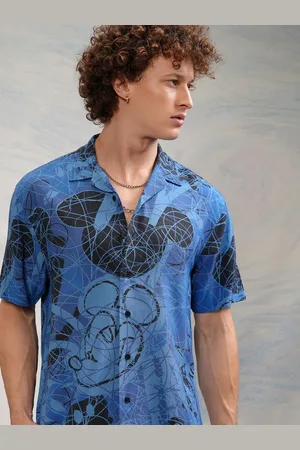 Highlander Disney Men Off White Black Round Neck Relaxed Fit Printed T shirt With Trouser