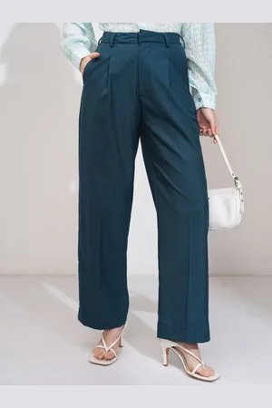 Tokyo Talkies Women Solid Relaxed Formal Wideleg Pants
