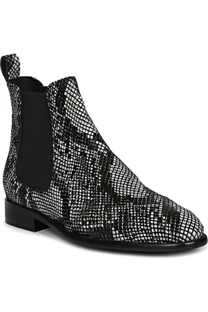 SAINT G. Men Printed Leather Casual Chelsea Round Toe Mid Top Boots