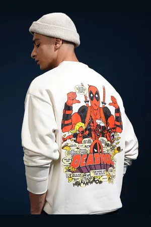 Highlander Marvel Deadpool Men Drop Shoulder Oversized Sweatshirt