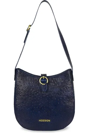 Hidesign Women Textured Half Moon Leather Hobo Bag