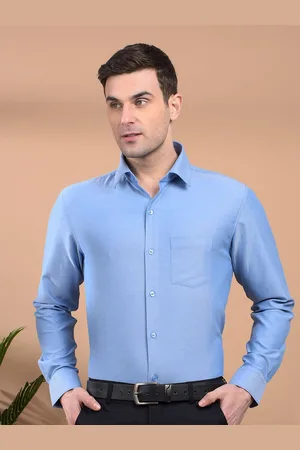 Canary London Men Smart Slim Fit Spread Collar Textured Cotton Formal Shirt