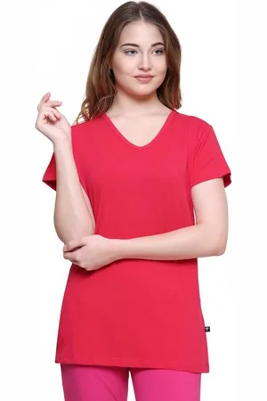 PROTEENS Women Solid V-Neck Cotton T-shirt