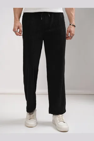 Highlander Men Loose Fit Loose Fit Flat-Front Corduroy Trousers
