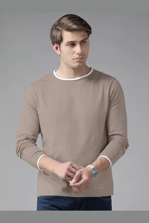 The Dry State Men Full Sleeve Contrast Tipping Round Neck T-shirt