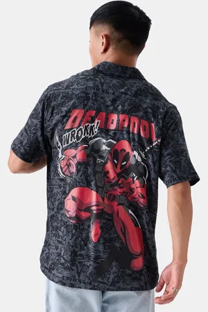 The Souled Store Grey Dead Pool Graphic Printed Casual Shirt