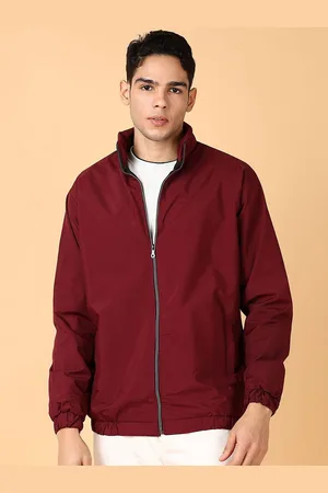 V-Mart Men Mock Collar Solid Cotton Casual Bomber Jacket