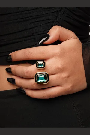 ISHARYA Gold-Plated Stone-Studded Finger Ring