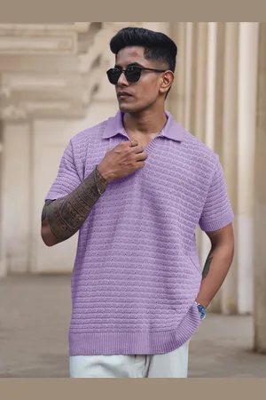 Powerlook Men Polo Collar Self Designed T-shirt
