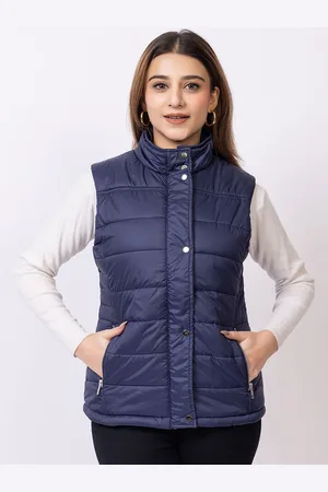 Club York Women Mock Collar Solid Casual Lightweight Gilet Jacket