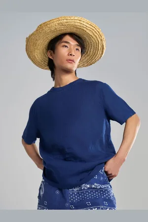 Terra Luna Men Solid Round Neck Linen T-shirt