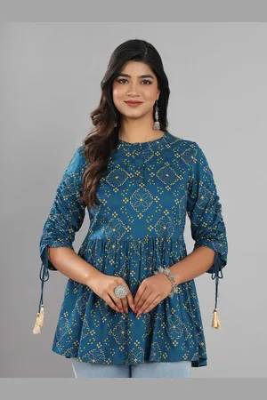CRAFTED FOR YOU Women Printed Mandarin Collar Empire Top